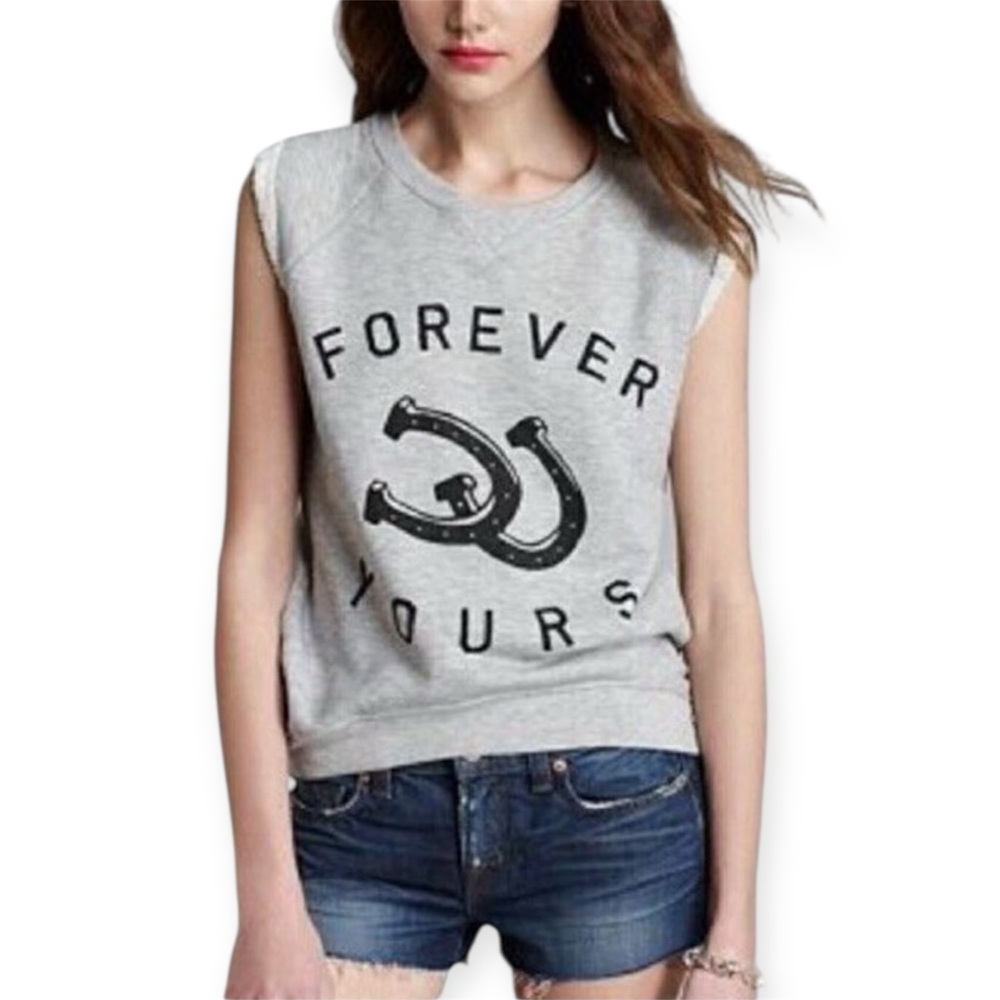 Zoe Karssen Forever Yours Cut Off Sweatshirt Size Small S - Picture 3 of 9